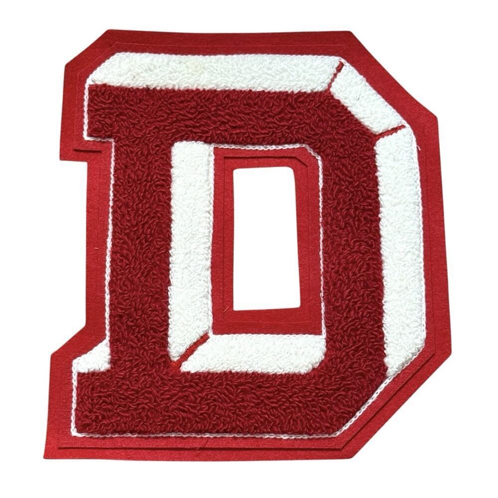 Vintage 1950s 3D Chenille Varsity Letterman Patch Red White Letter “D” 7.75”
